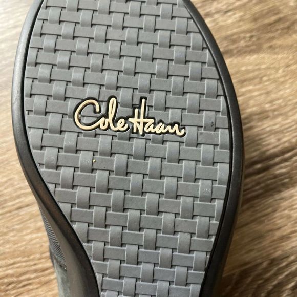 COLE HAAN G Series Women's Size 8AA Gray/Black Leather Wedge Slide On Mules - Picture 11 of 11
